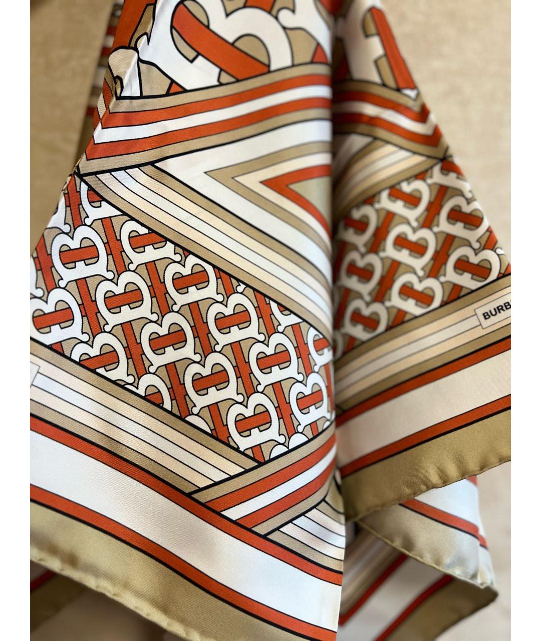BURBERRY Бежевый шелковый платок, фото 6