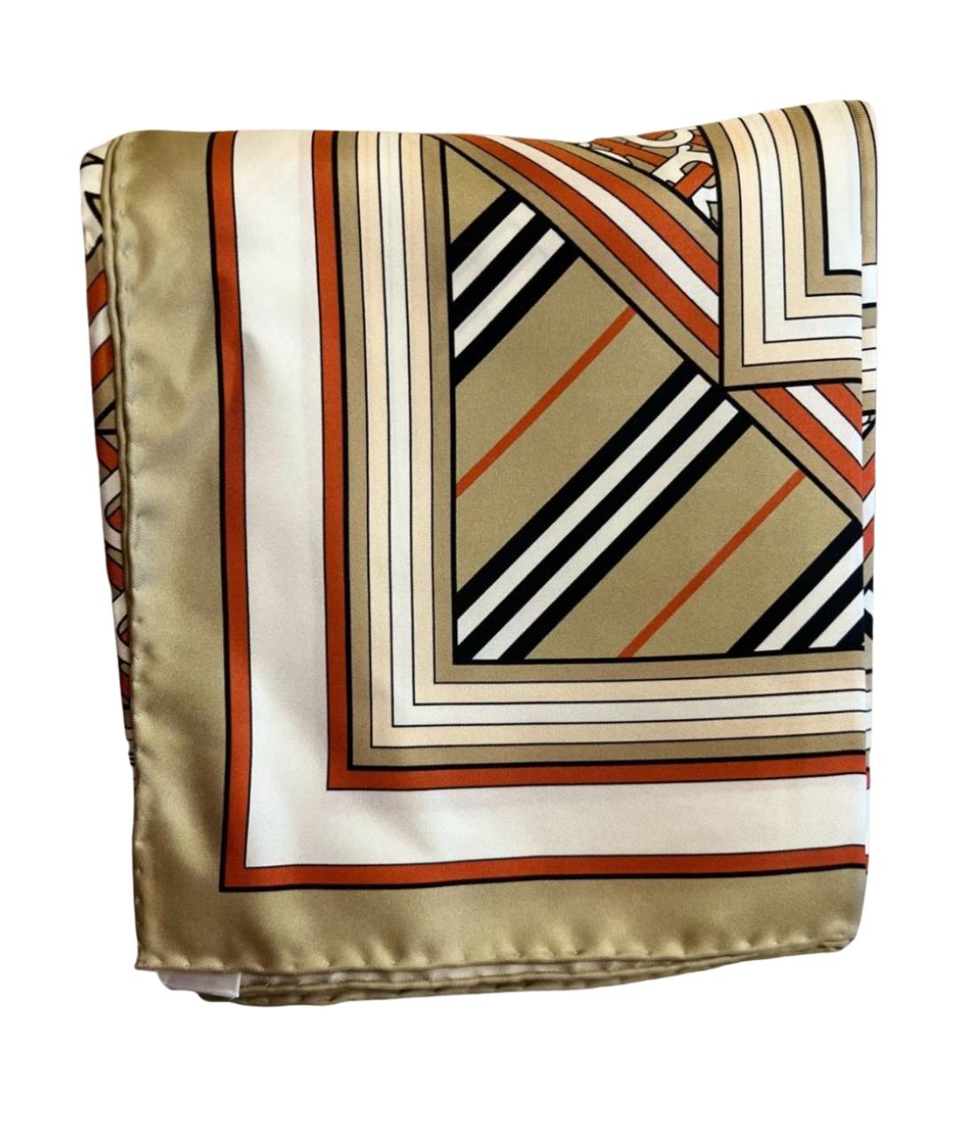 BURBERRY Бежевый шелковый платок, фото 1