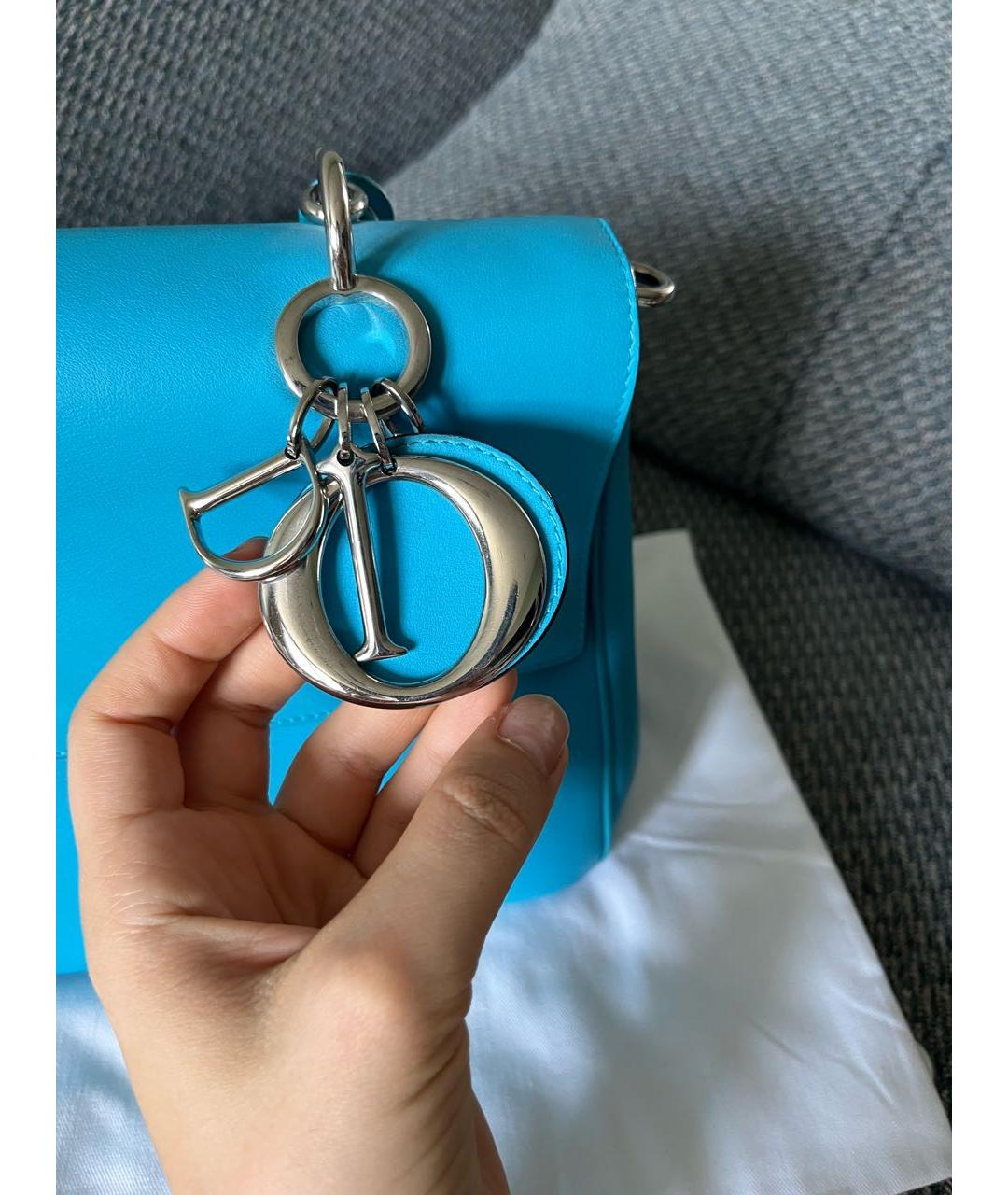 CHRISTIAN DIOR Бирюзовая сумка через плечо из лакированной кожи, фото 2