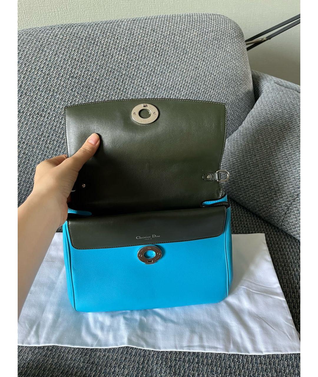 CHRISTIAN DIOR Бирюзовая сумка через плечо из лакированной кожи, фото 4