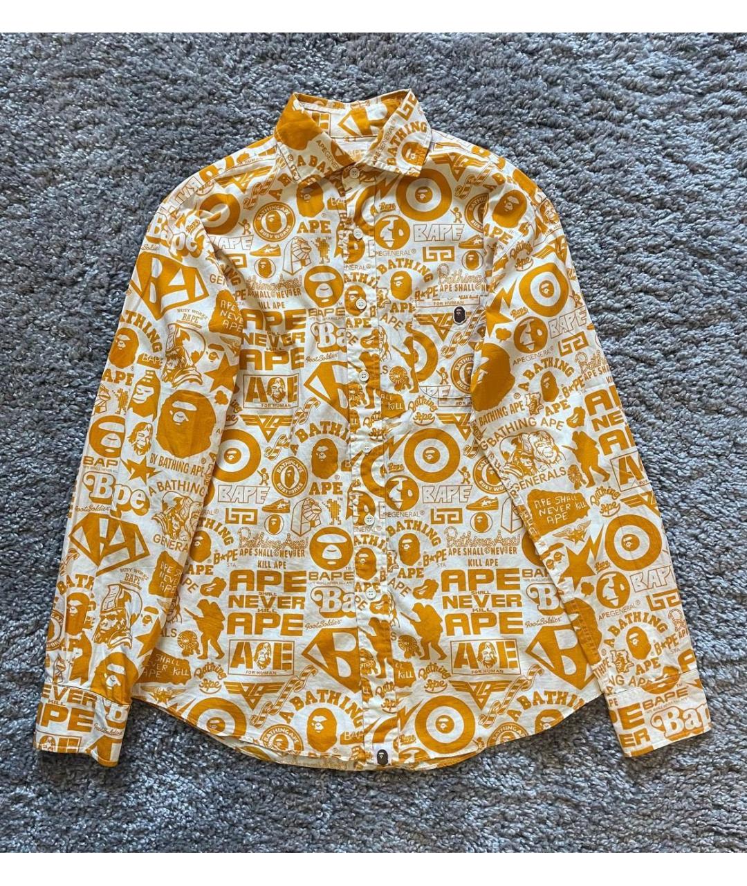 BAPE Оранжевая хлопковая кэжуал рубашка, фото 9