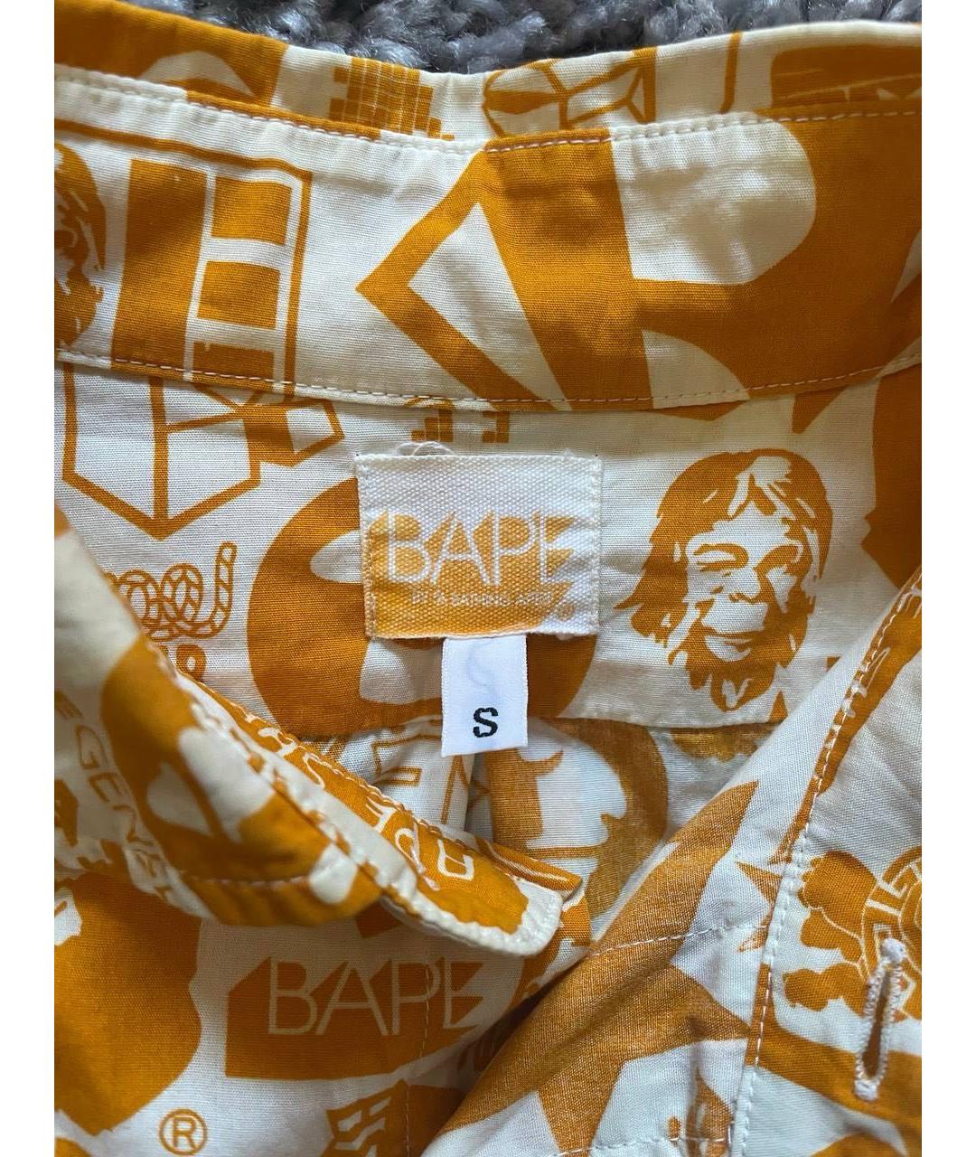 BAPE Оранжевая хлопковая кэжуал рубашка, фото 5