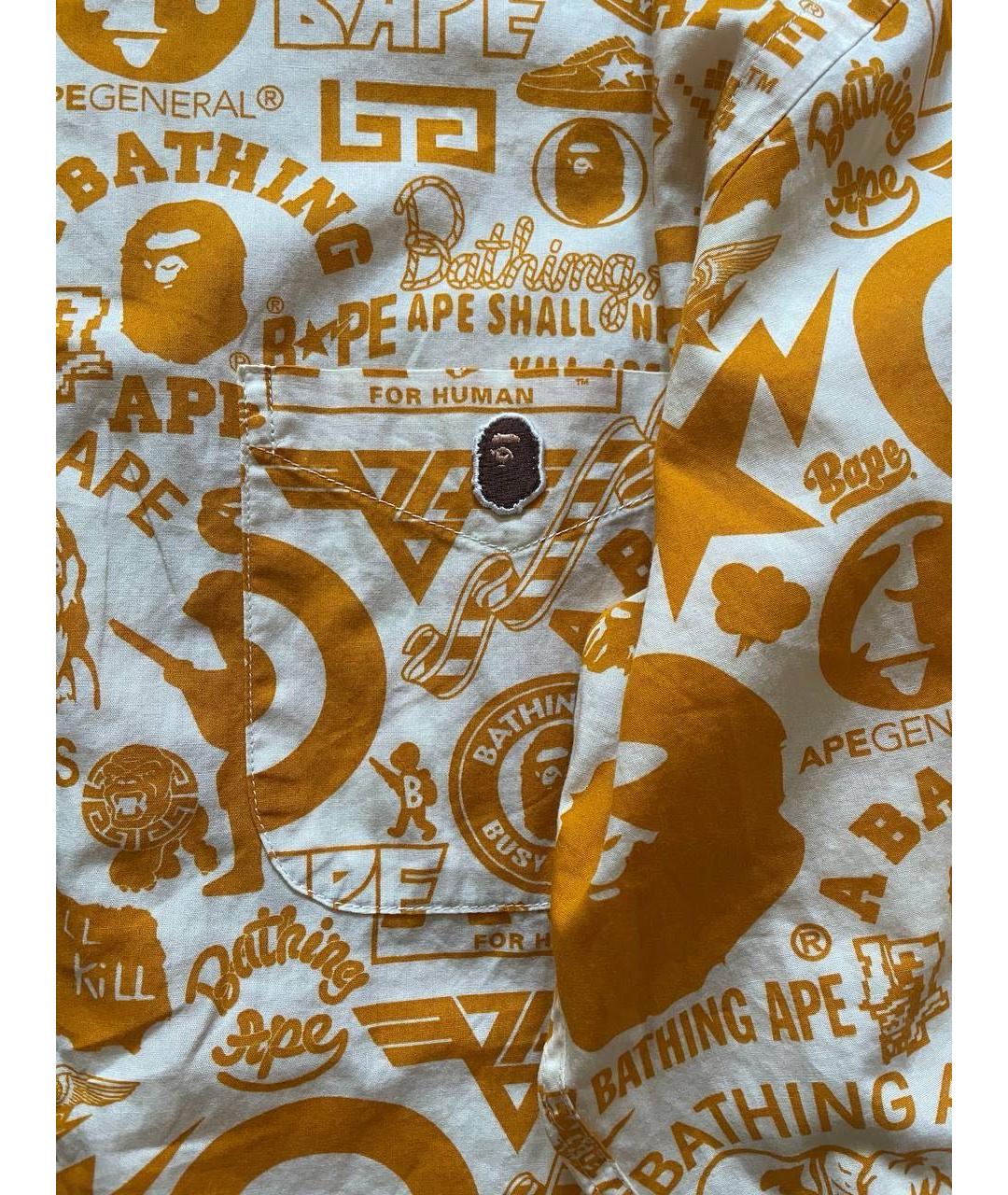 BAPE Оранжевая хлопковая кэжуал рубашка, фото 3