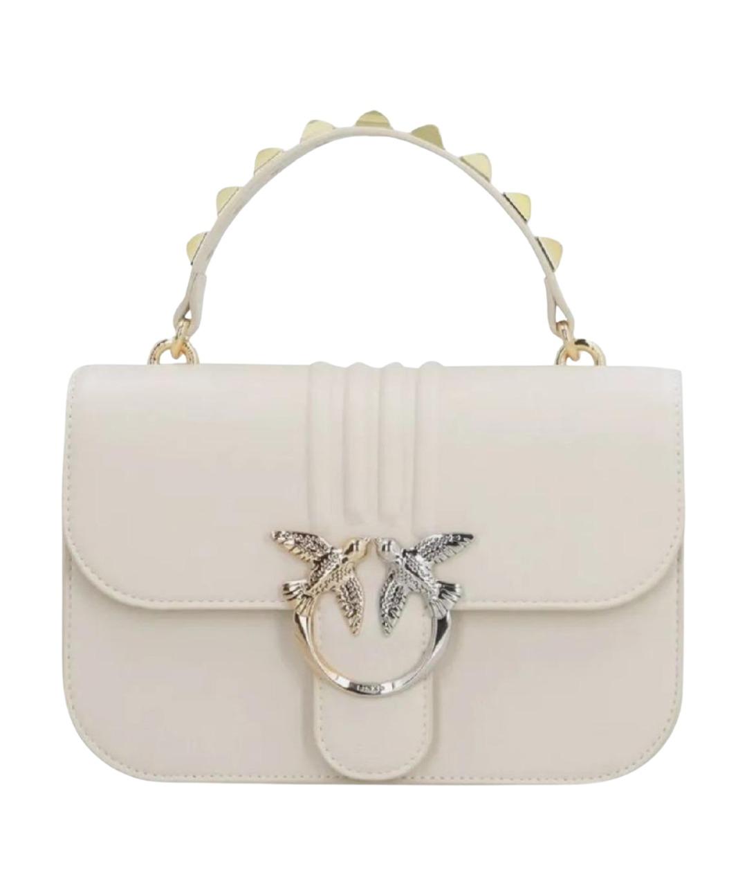 PINKO Бежевая кожаная сумка с короткими ручками, фото 1