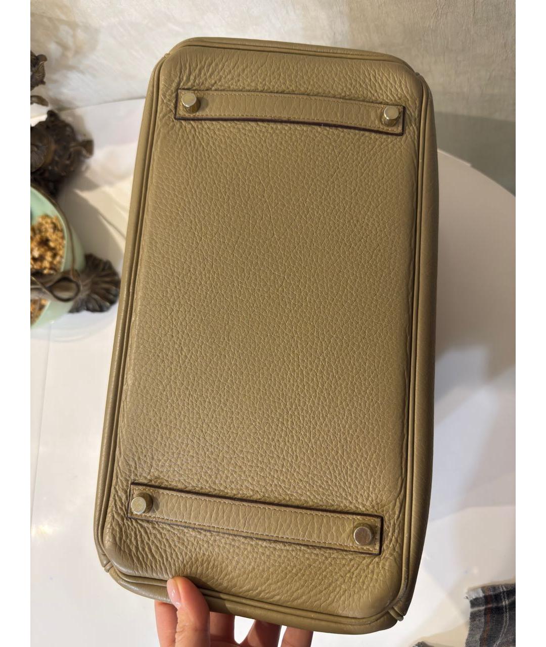 HERMES Бежевая кожаная сумка с короткими ручками, фото 7