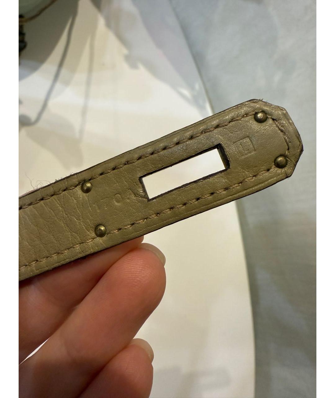 HERMES Бежевая кожаная сумка с короткими ручками, фото 3