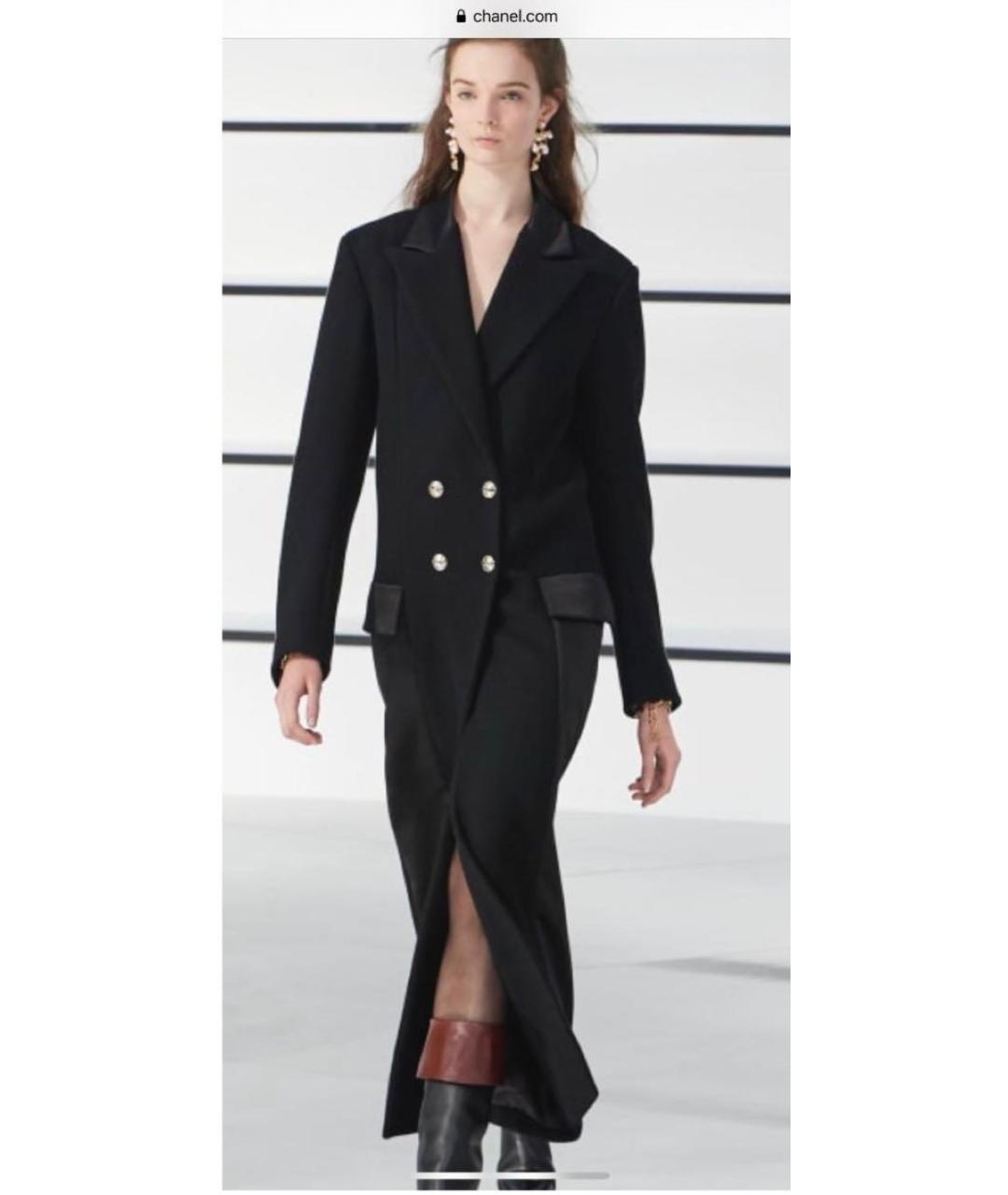 CHANEL Черное шерстяное пальто, фото 4