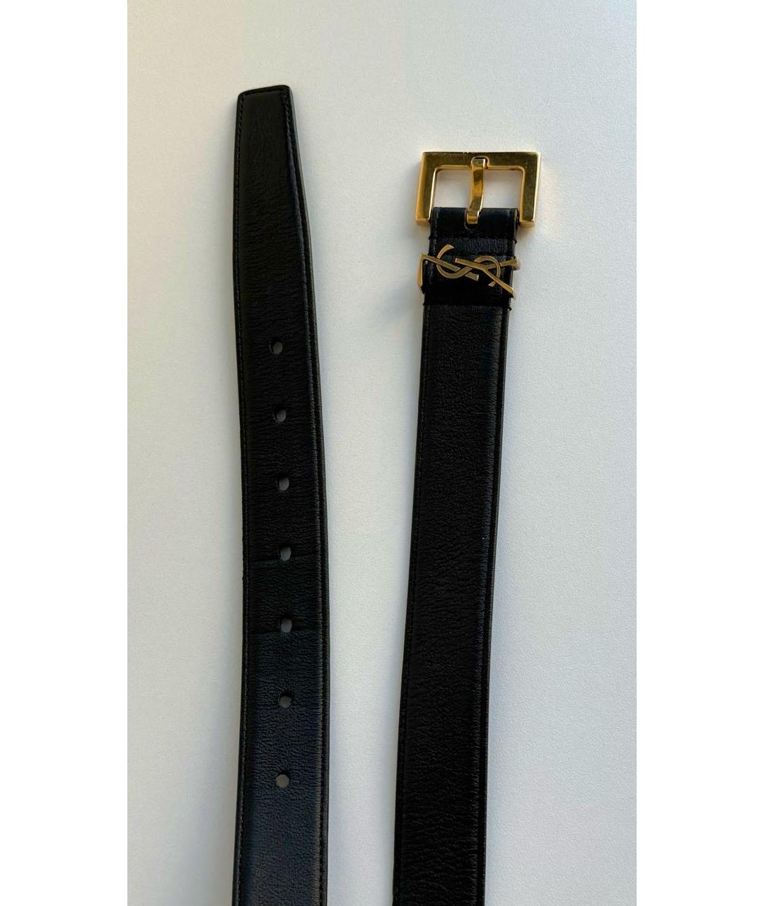 SAINT LAURENT Черный кожаный ремень, фото 2