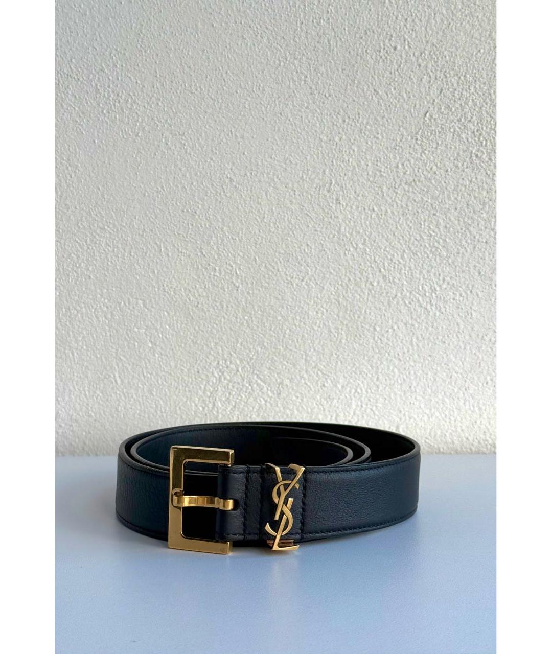 SAINT LAURENT Черный кожаный ремень, фото 5