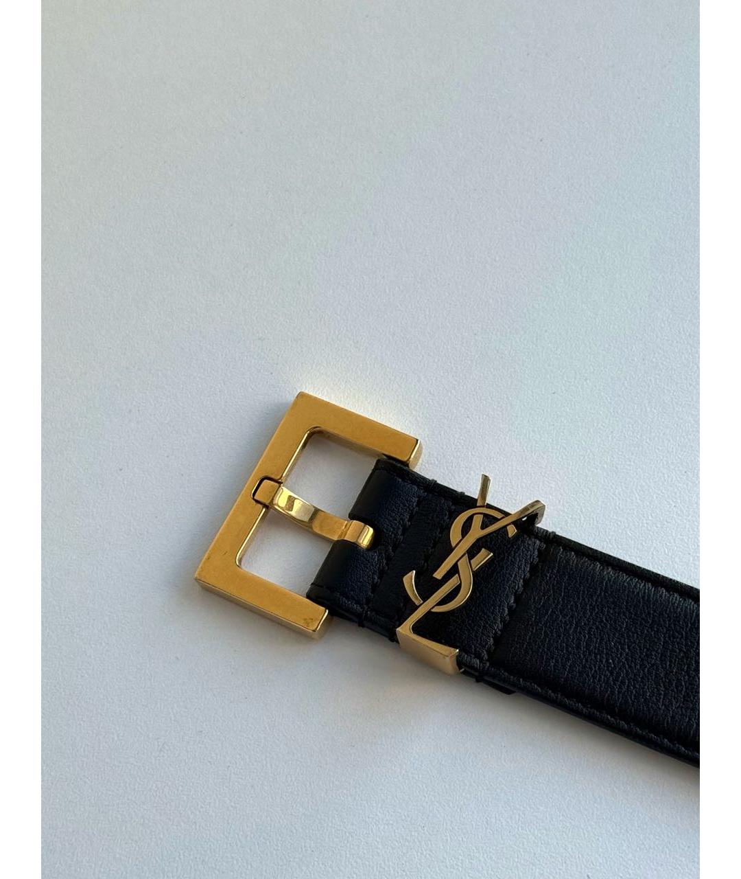 SAINT LAURENT Черный кожаный ремень, фото 4