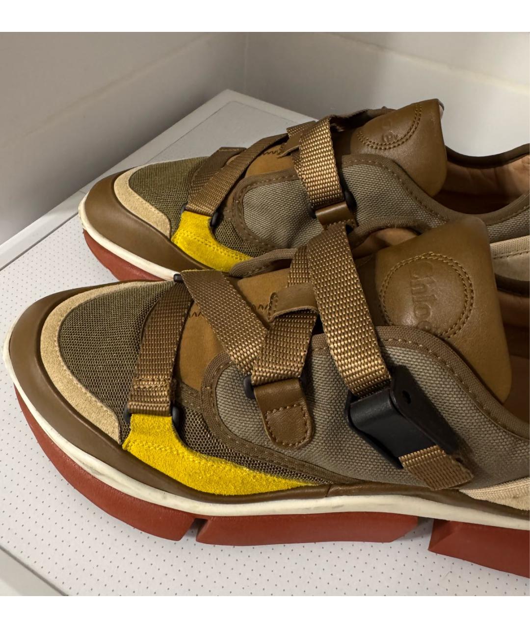 CHLOE Коричневые текстильные кроссовки, фото 6