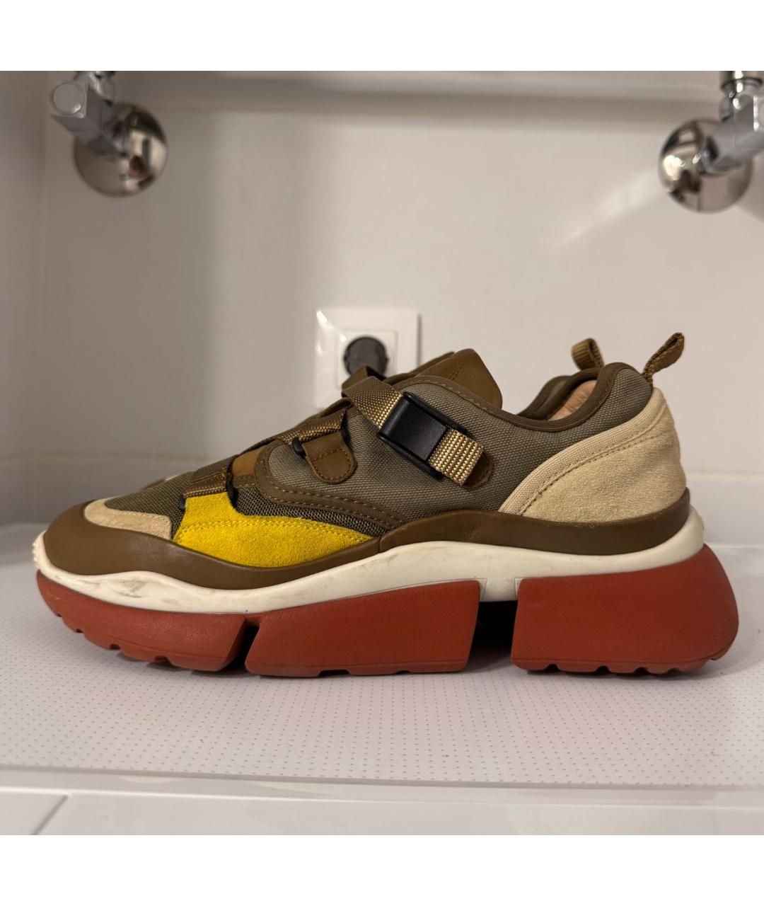 CHLOE Коричневые текстильные кроссовки, фото 7