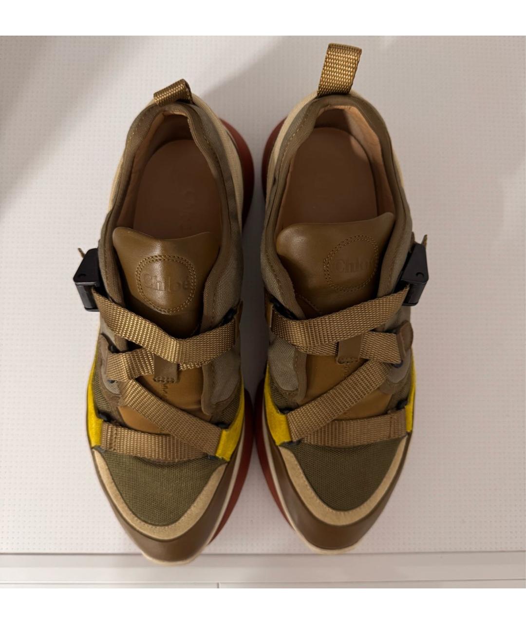 CHLOE Коричневые текстильные кроссовки, фото 3