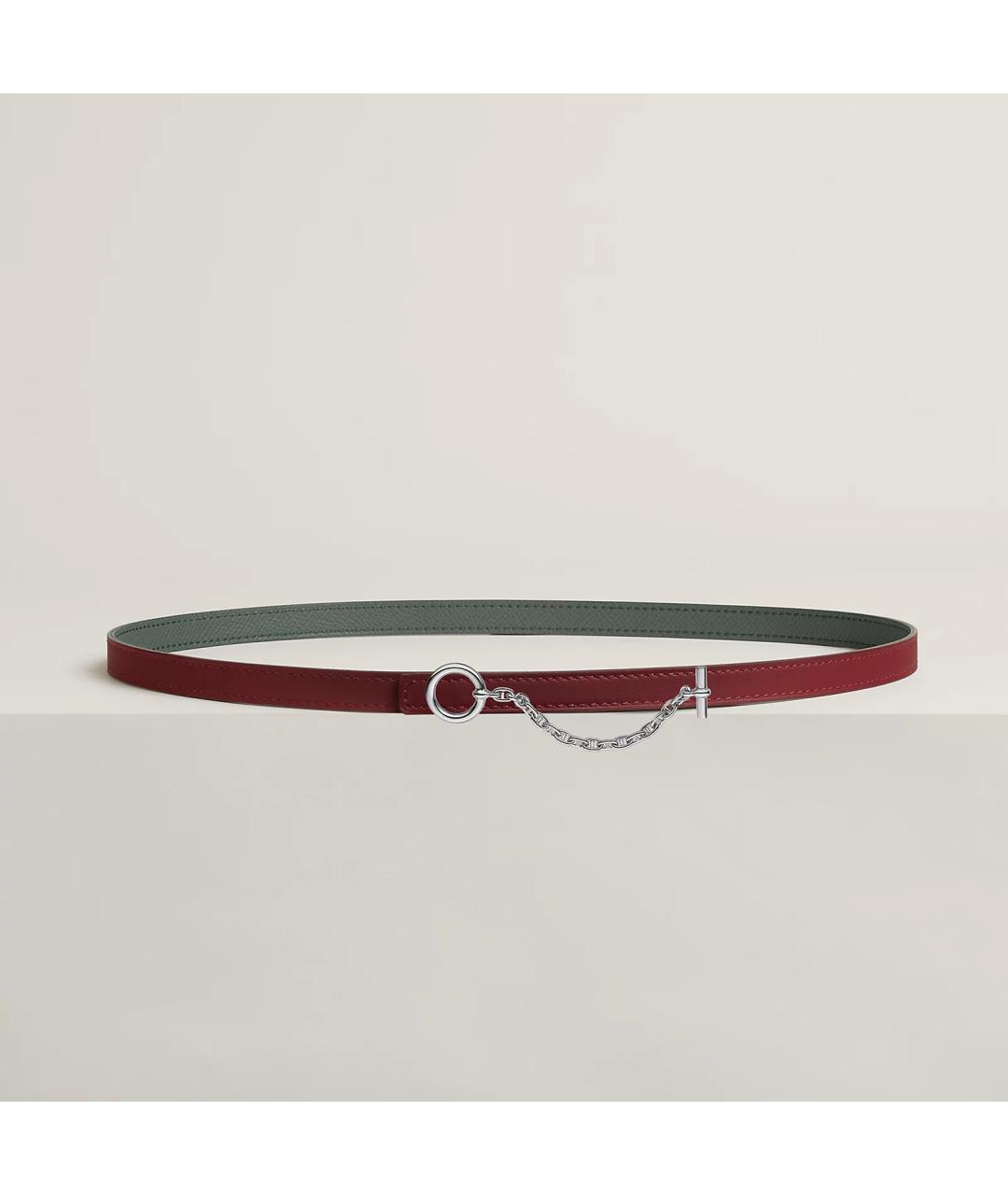 HERMES Бордовый кожаный ремень, фото 4