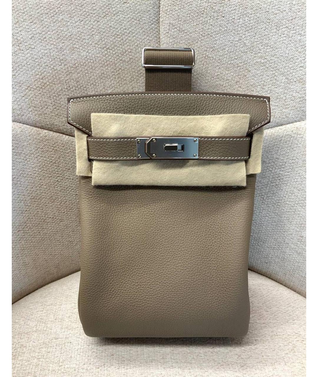 HERMES Бежевая кожаная сумка на плечо, фото 8