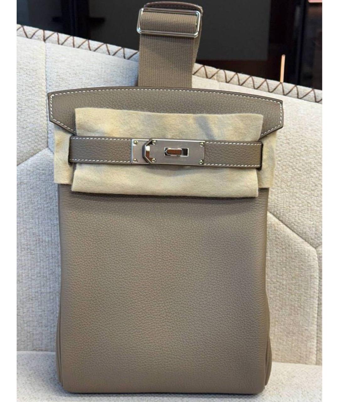 HERMES Бежевая кожаная сумка на плечо, фото 2