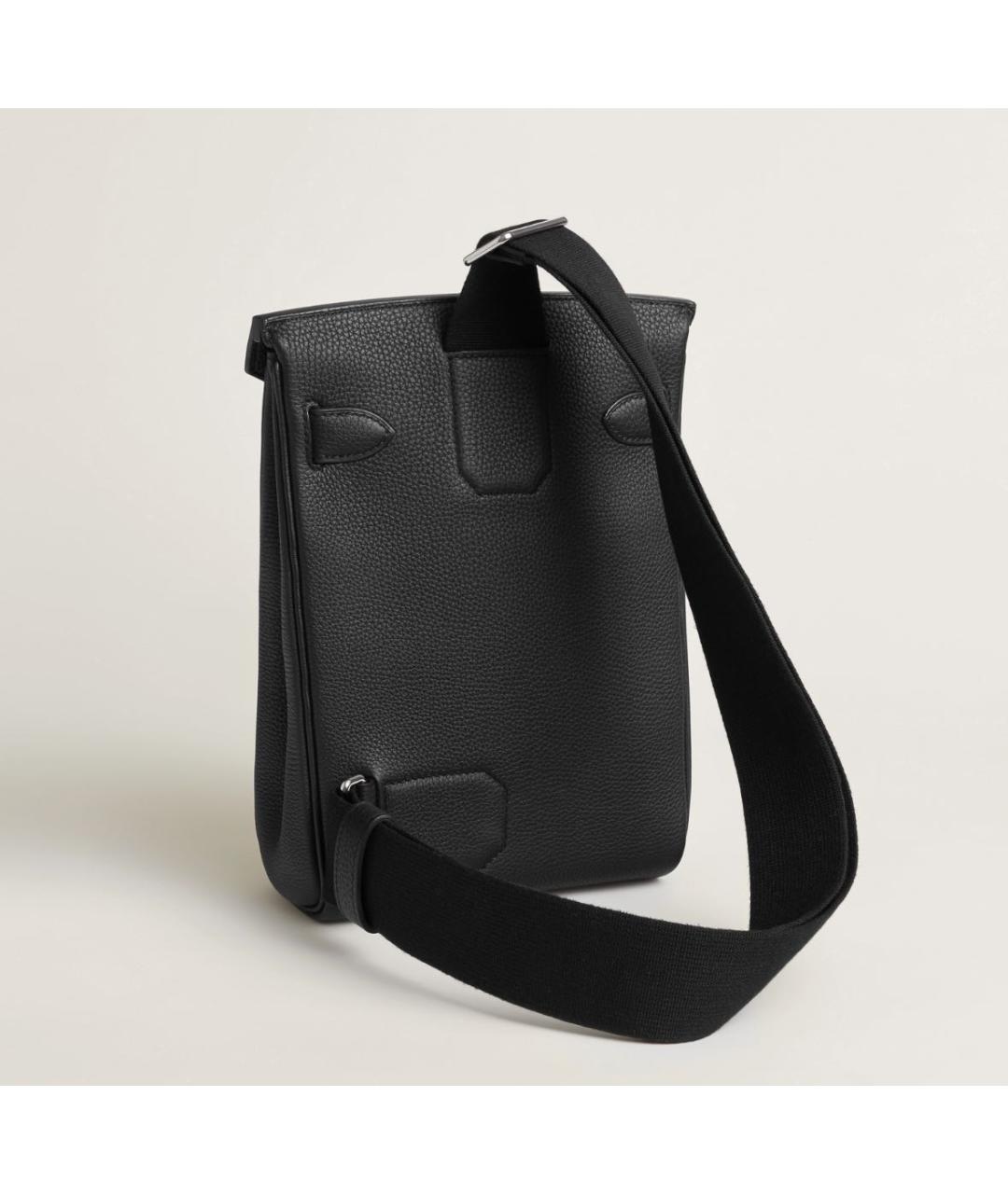 HERMES Черная кожаная сумка на плечо, фото 4