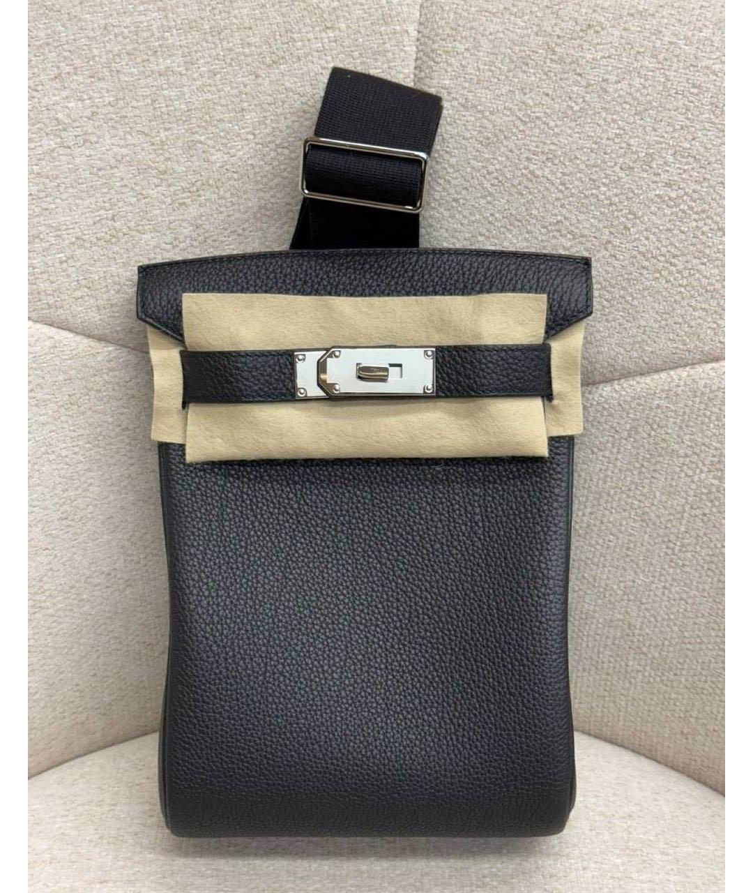 HERMES Черная кожаная сумка на плечо, фото 8