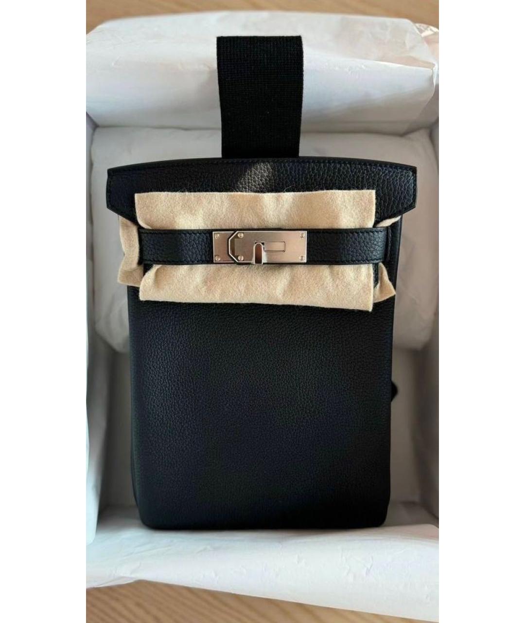 HERMES Черная кожаная сумка на плечо, фото 2