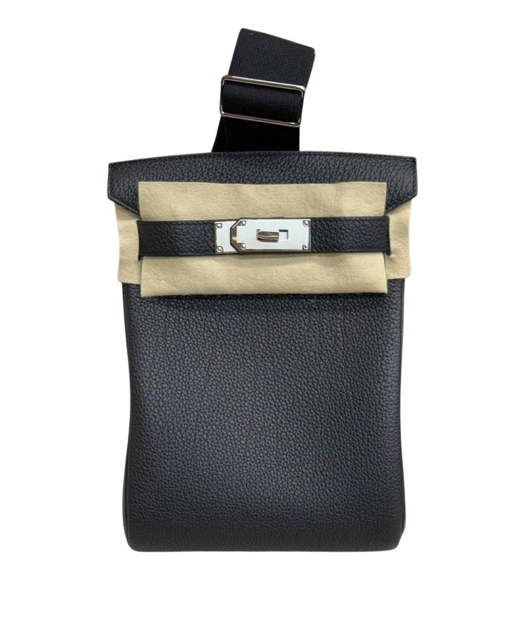 HERMES Черная кожаная сумка на плечо, фото 1