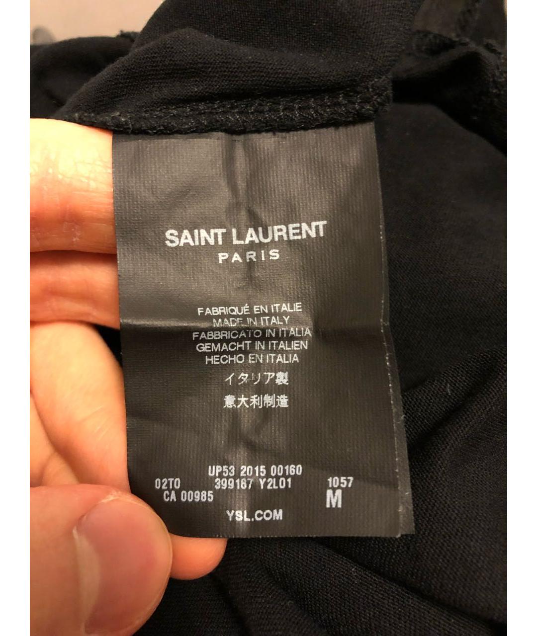 SAINT LAURENT Черная хлопковая футболка, фото 5