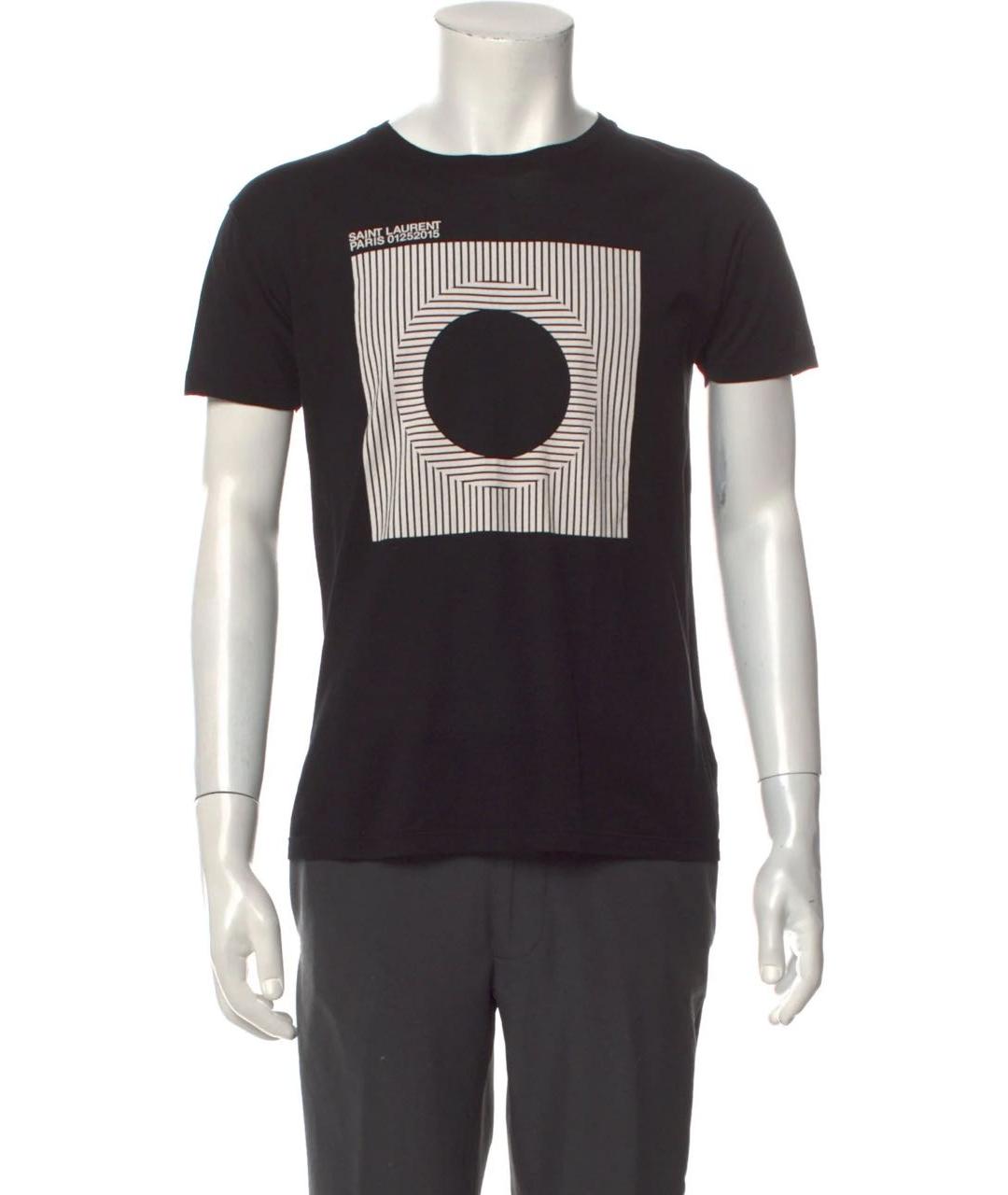 SAINT LAURENT Черная хлопковая футболка, фото 2
