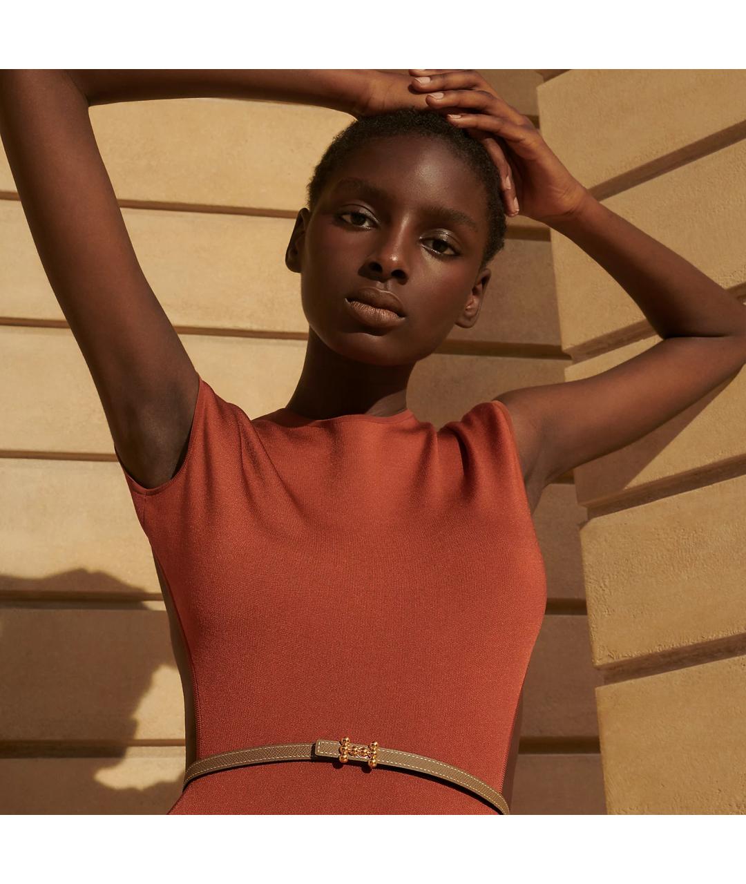 HERMES Розовый кожаный ремень, фото 3