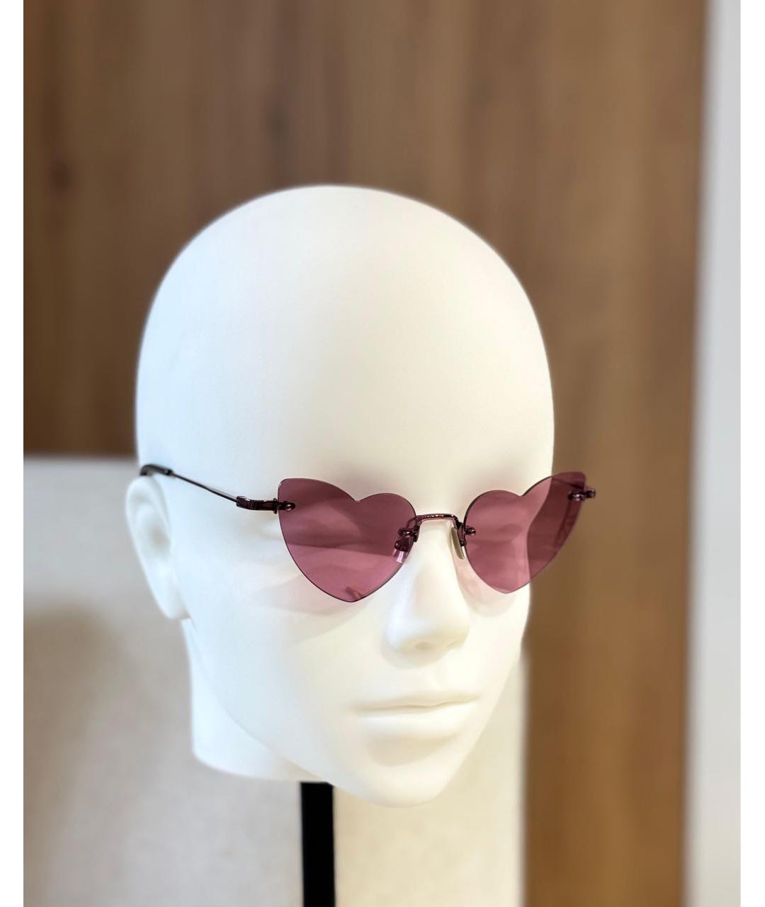 SAINT LAURENT Розовые металлические солнцезащитные очки, фото 2