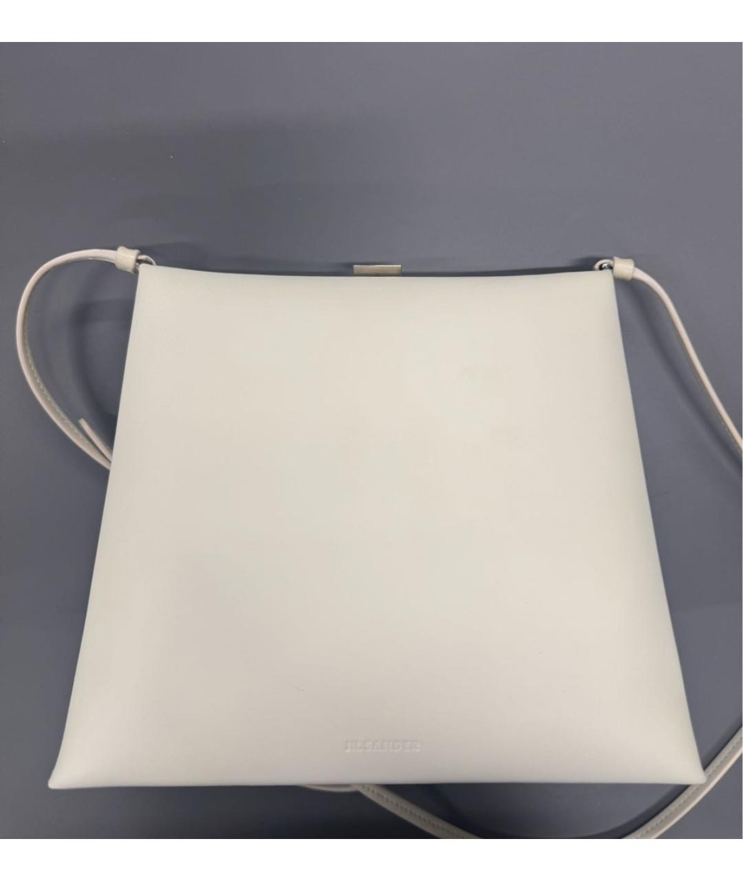 JIL SANDER Белая кожаная сумка через плечо, фото 5