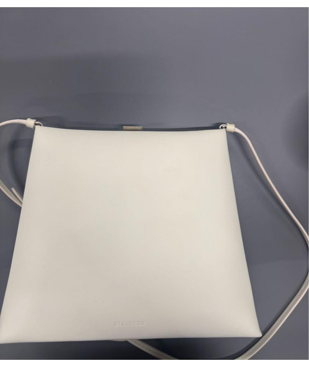 JIL SANDER Белая кожаная сумка через плечо, фото 6