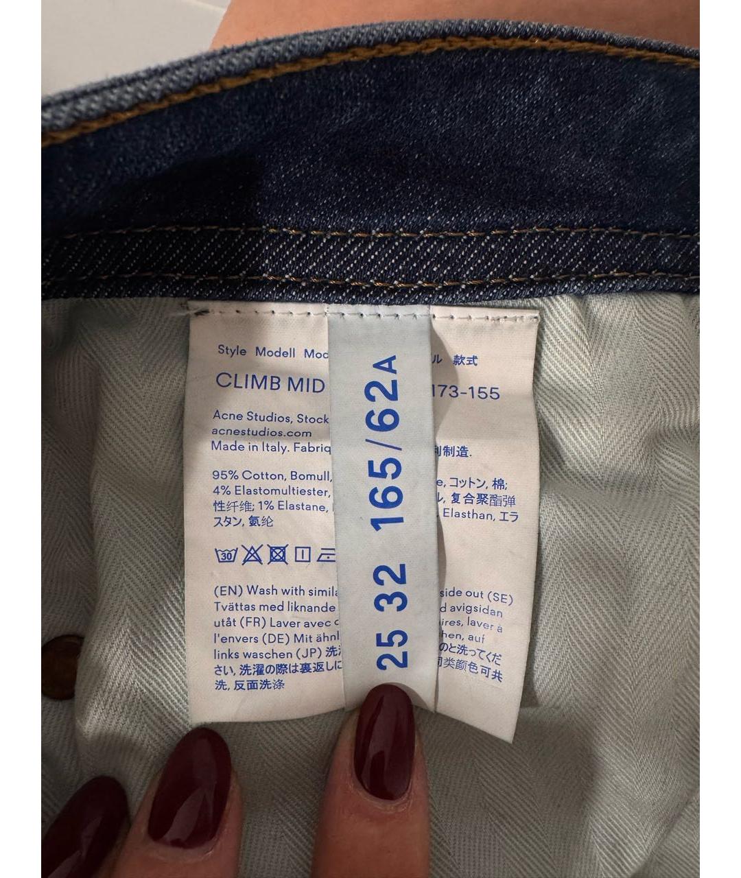 ACNE STUDIOS Темно-синие джинсы слим, фото 7