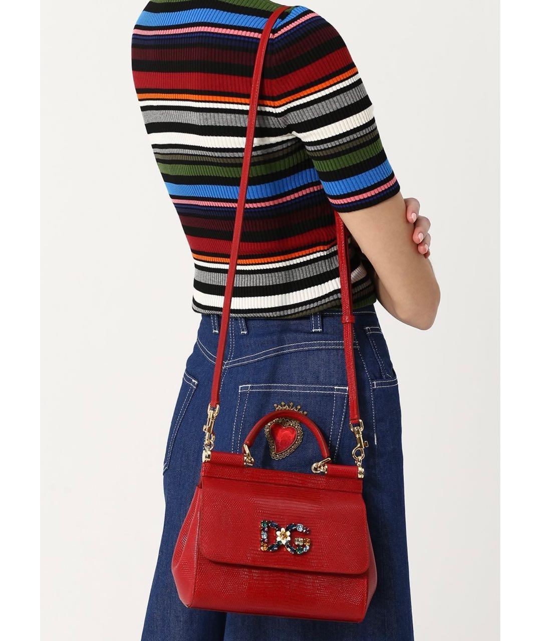 DOLCE&GABBANA Бордовая сумка с короткими ручками из экзотической кожи, фото 3