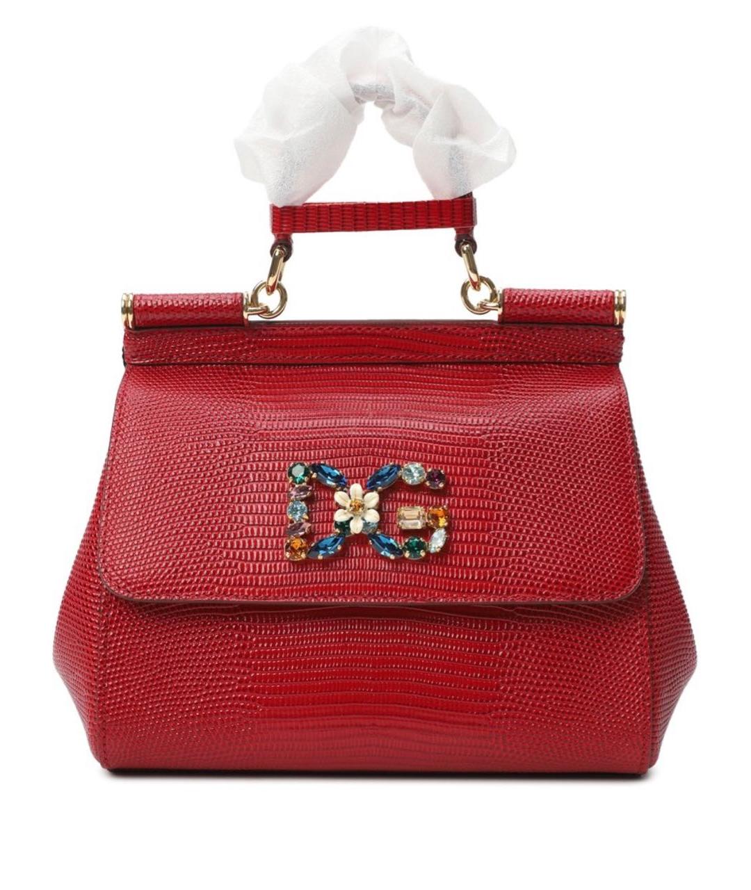 DOLCE&GABBANA Бордовая сумка с короткими ручками из экзотической кожи, фото 1