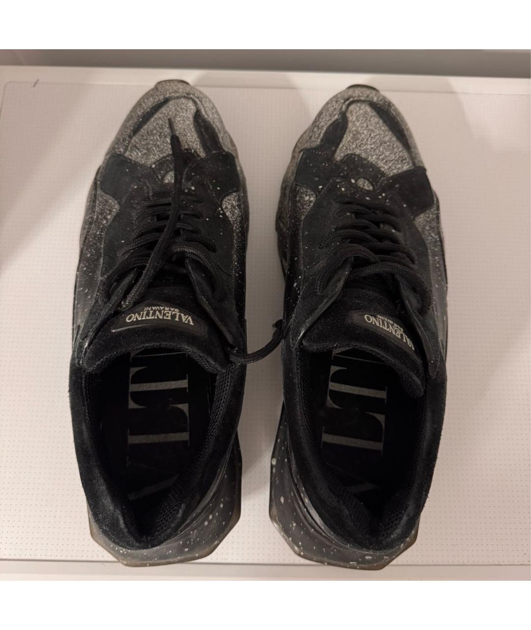 VALENTINO Черные кожаные низкие кроссовки / кеды, фото 3