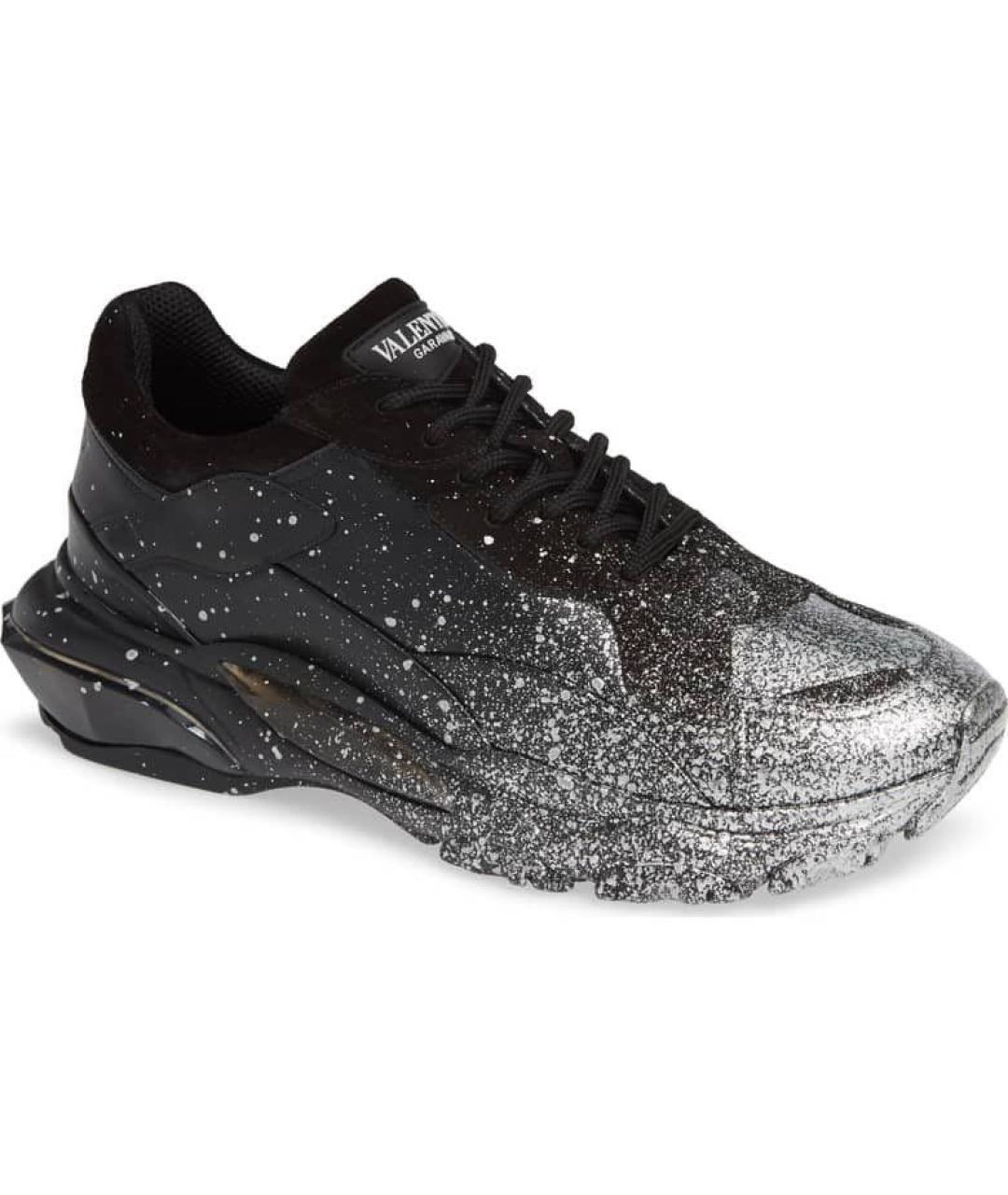 VALENTINO Черные кожаные низкие кроссовки / кеды, фото 7