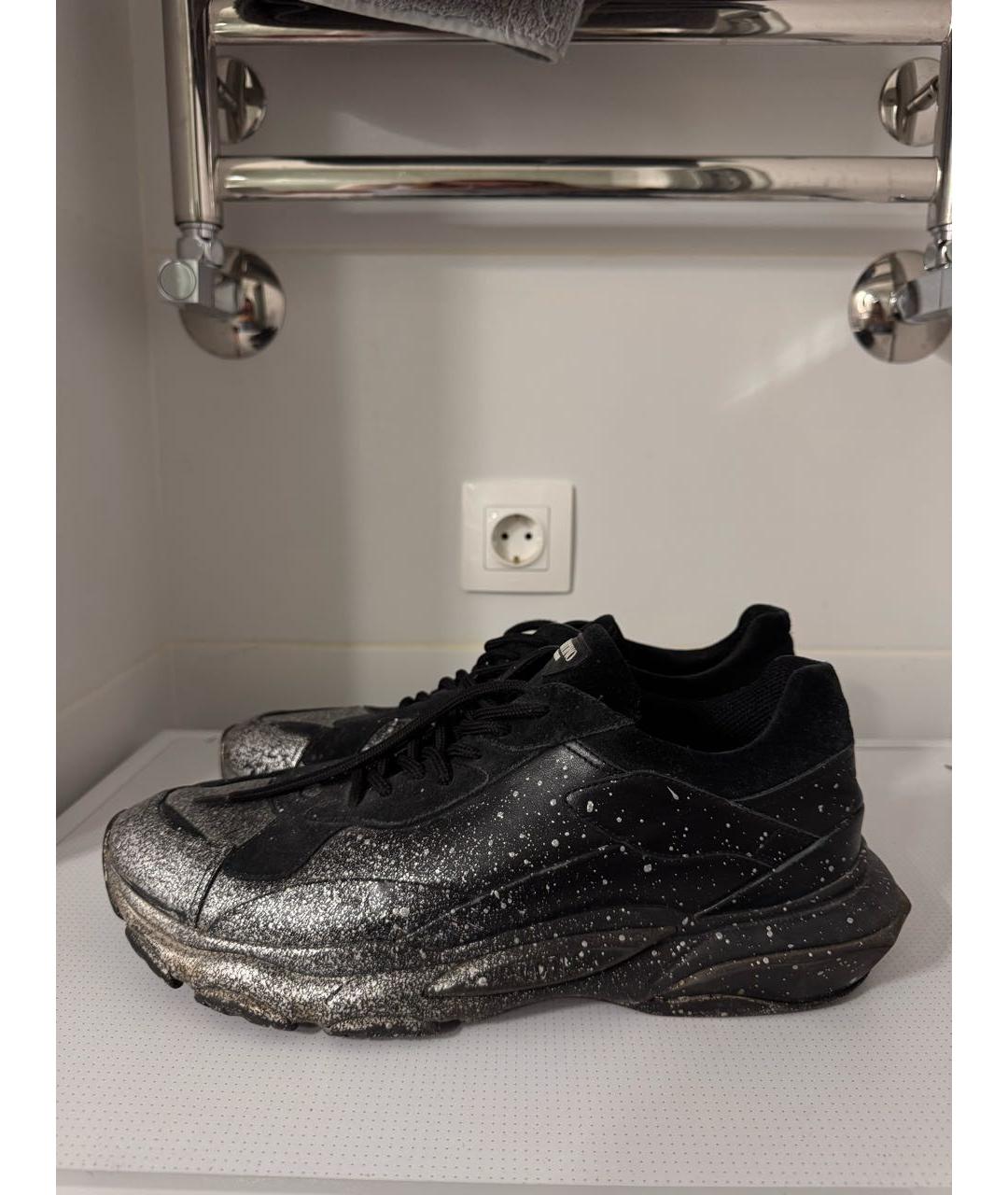 VALENTINO Черные кожаные низкие кроссовки / кеды, фото 6