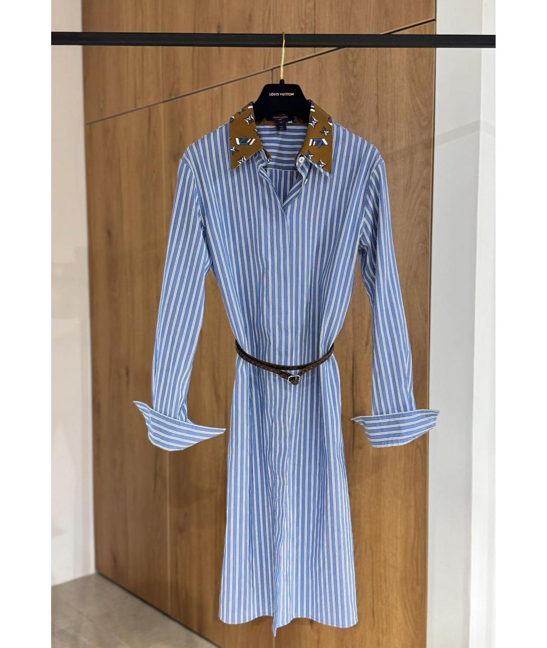 LOUIS VUITTON Голубое хлопковое повседневное платье, фото 4