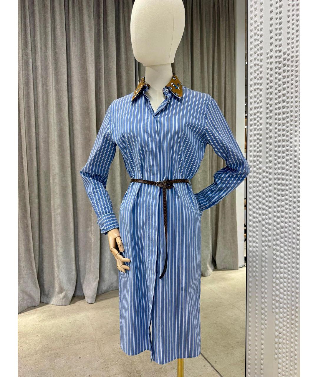 LOUIS VUITTON Голубое хлопковое повседневное платье, фото 3