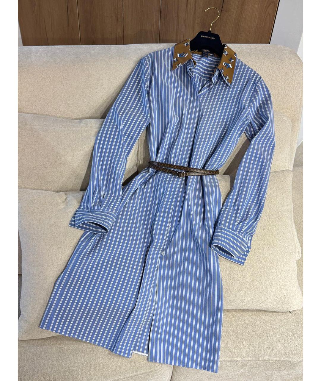 LOUIS VUITTON Голубое хлопковое повседневное платье, фото 2