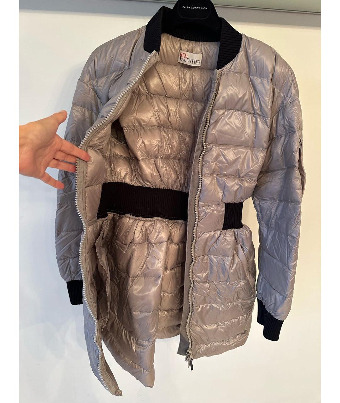 RED VALENTINO Серебрянный пуховик, фото 3