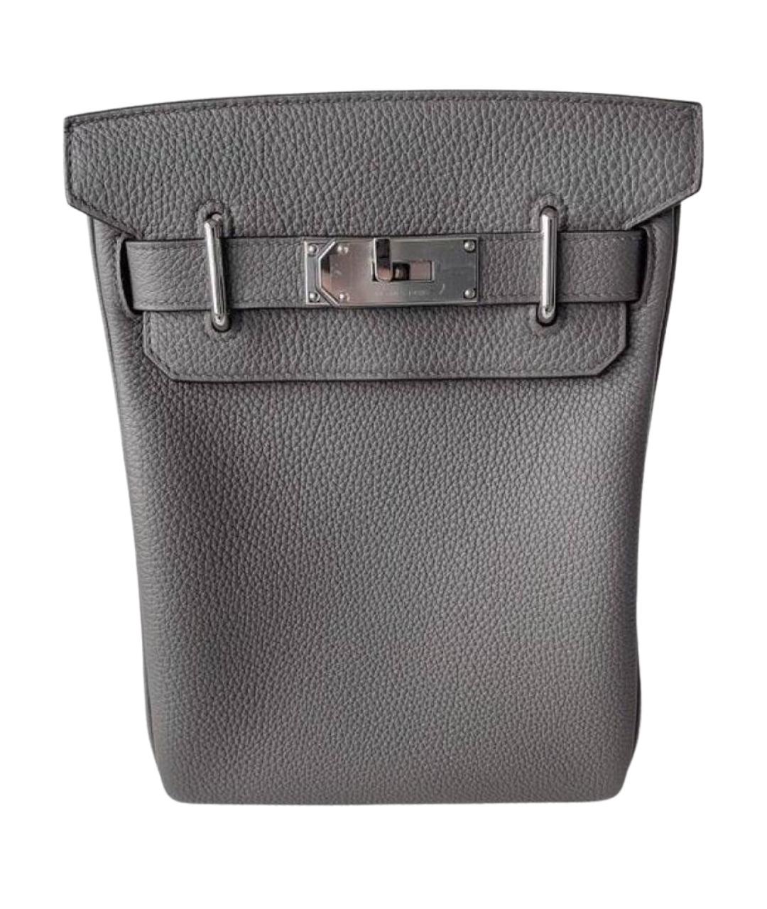 HERMES Серая кожаная сумка на плечо, фото 1