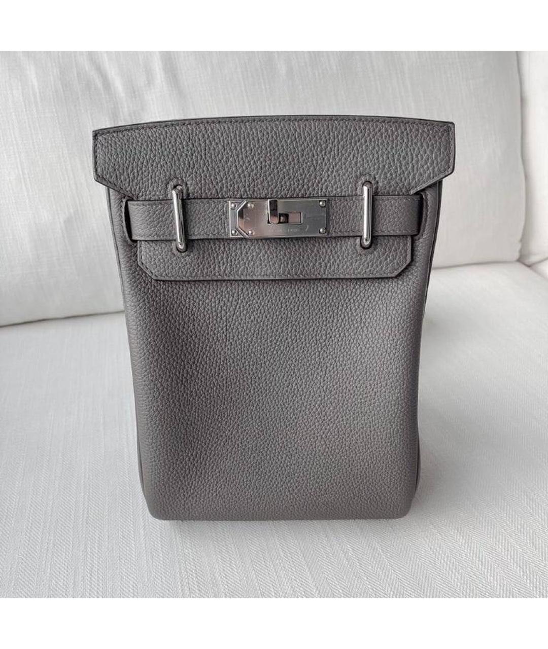 HERMES Серая кожаная сумка на плечо, фото 5