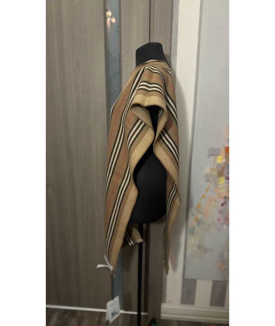 BURBERRY Бежевый шерстяной шарф, фото 6