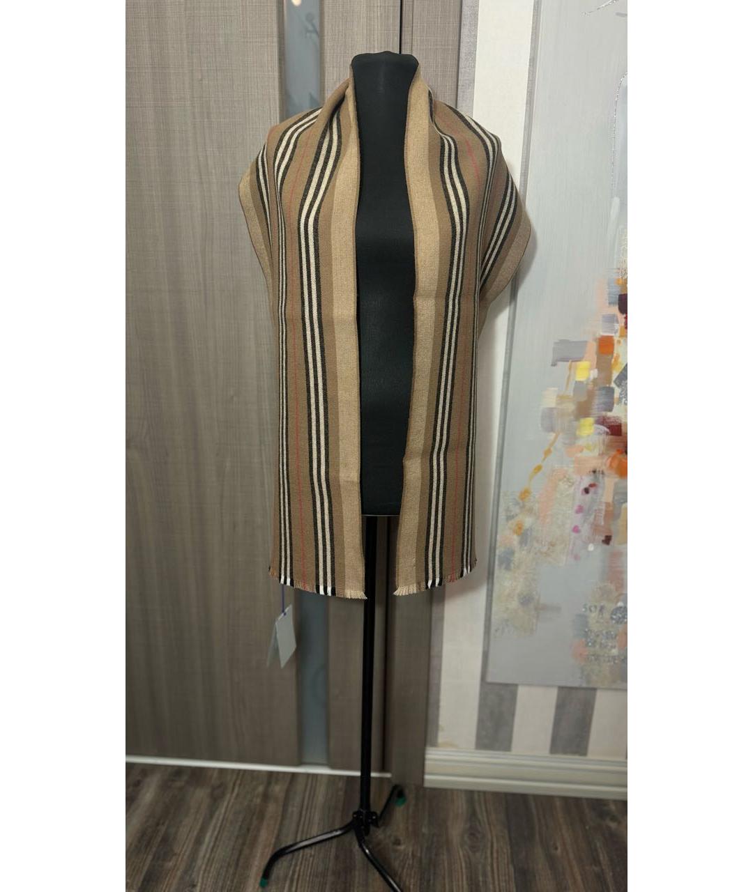 BURBERRY Бежевый шерстяной шарф, фото 5