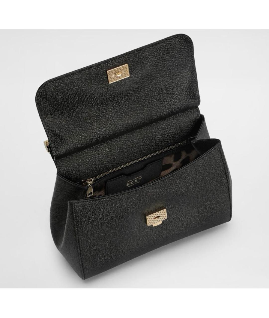 DOLCE&GABBANA Черная кожаная сумка через плечо, фото 2