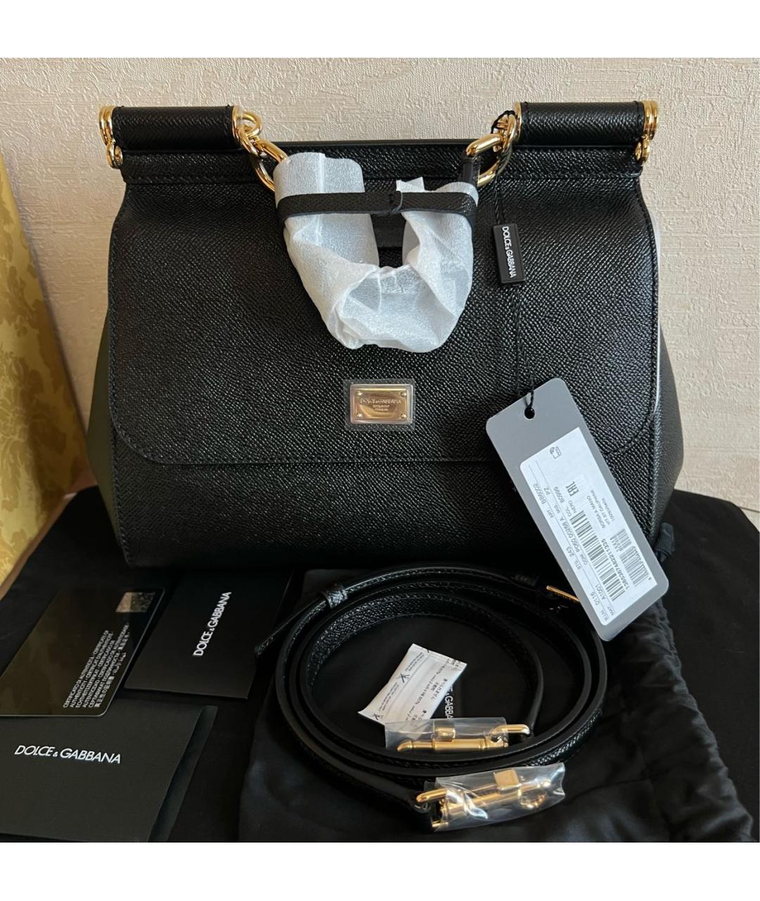 DOLCE&GABBANA Черная кожаная сумка через плечо, фото 7
