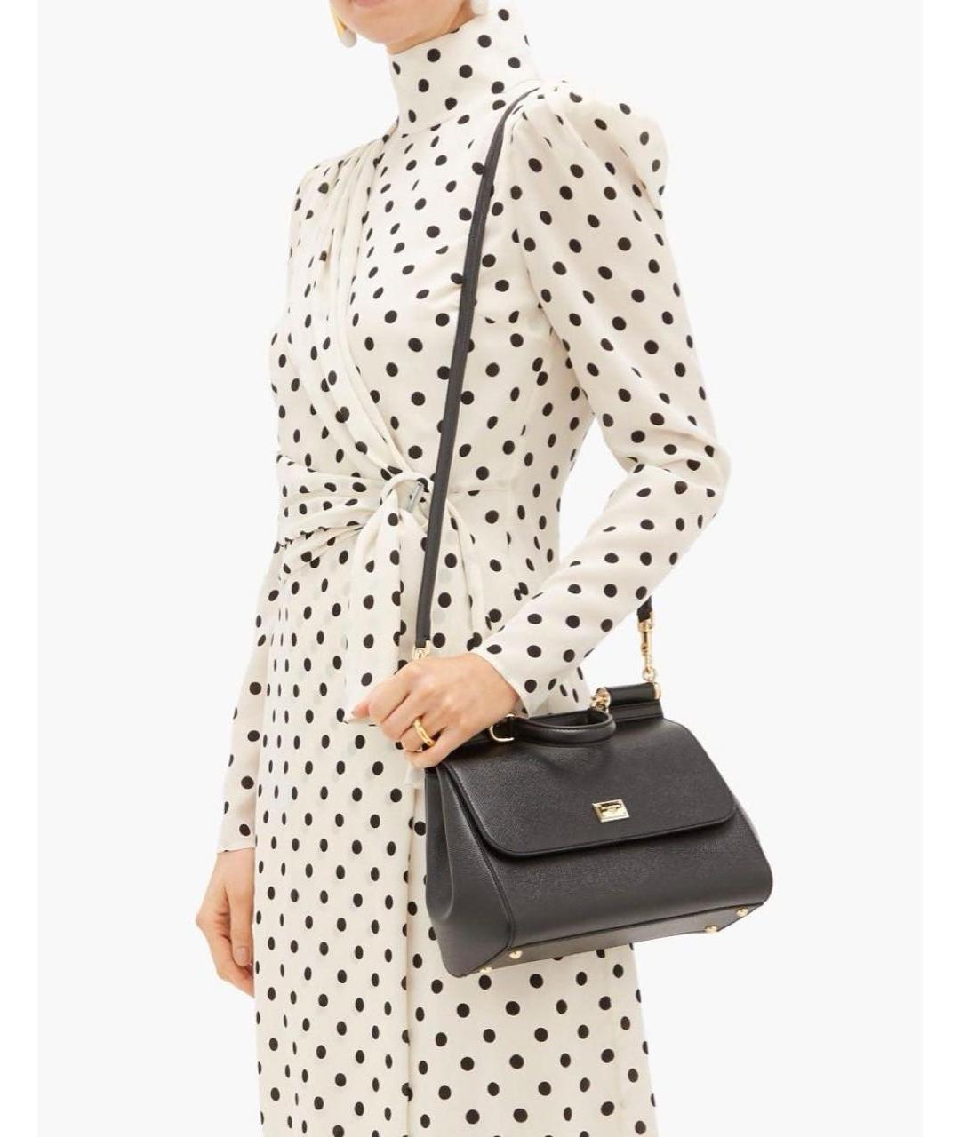 DOLCE&GABBANA Черная кожаная сумка через плечо, фото 3