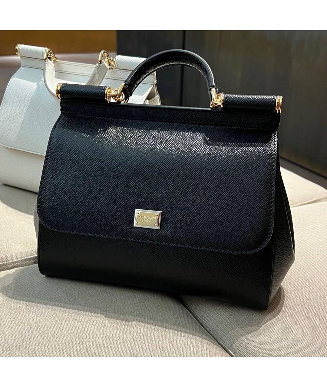 DOLCE&GABBANA Черная кожаная сумка через плечо, фото 5