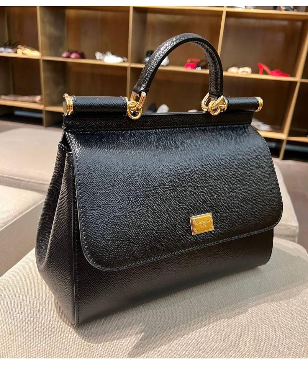 DOLCE&GABBANA Черная кожаная сумка через плечо, фото 6