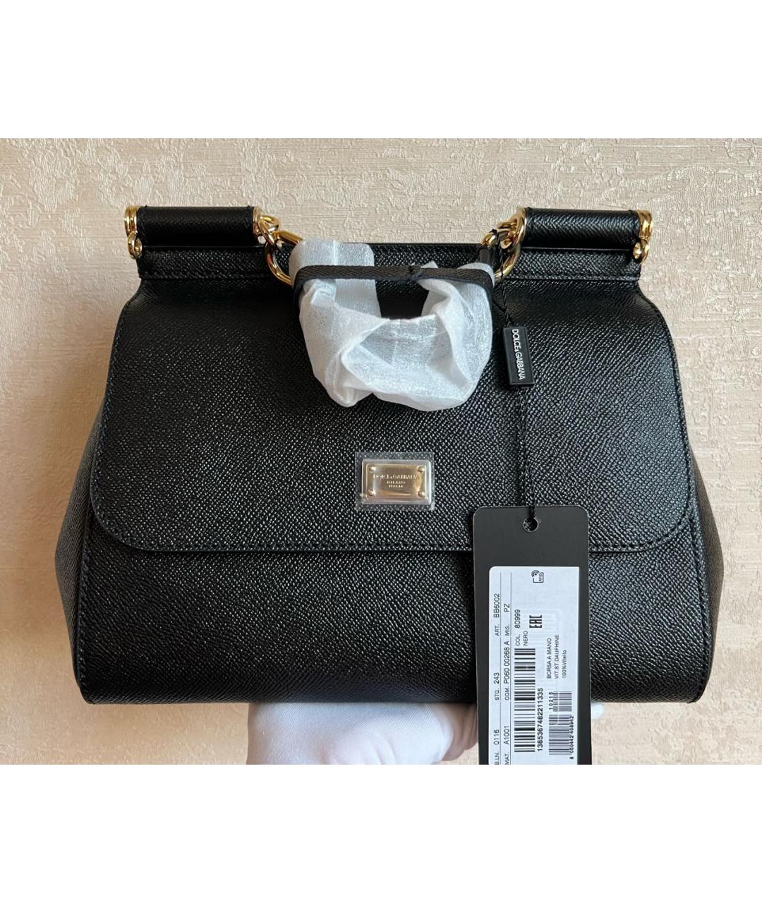 DOLCE&GABBANA Черная кожаная сумка через плечо, фото 8